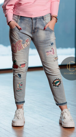 Spodnie Jeansowe z aplikacjami